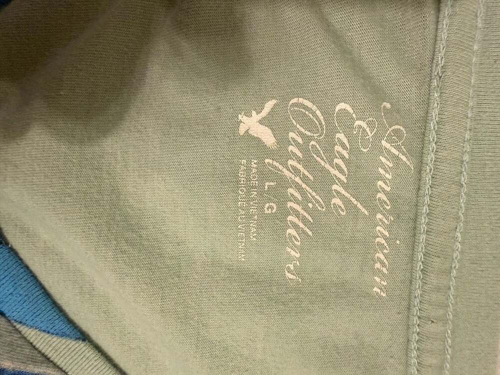 American Eagle Outfitters Women's Green Graphic V-Neck T-Shirt Size Large - Picture 3 of 3